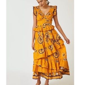 Anthropologie Gigi Gold Maxi Dress by Love The Label